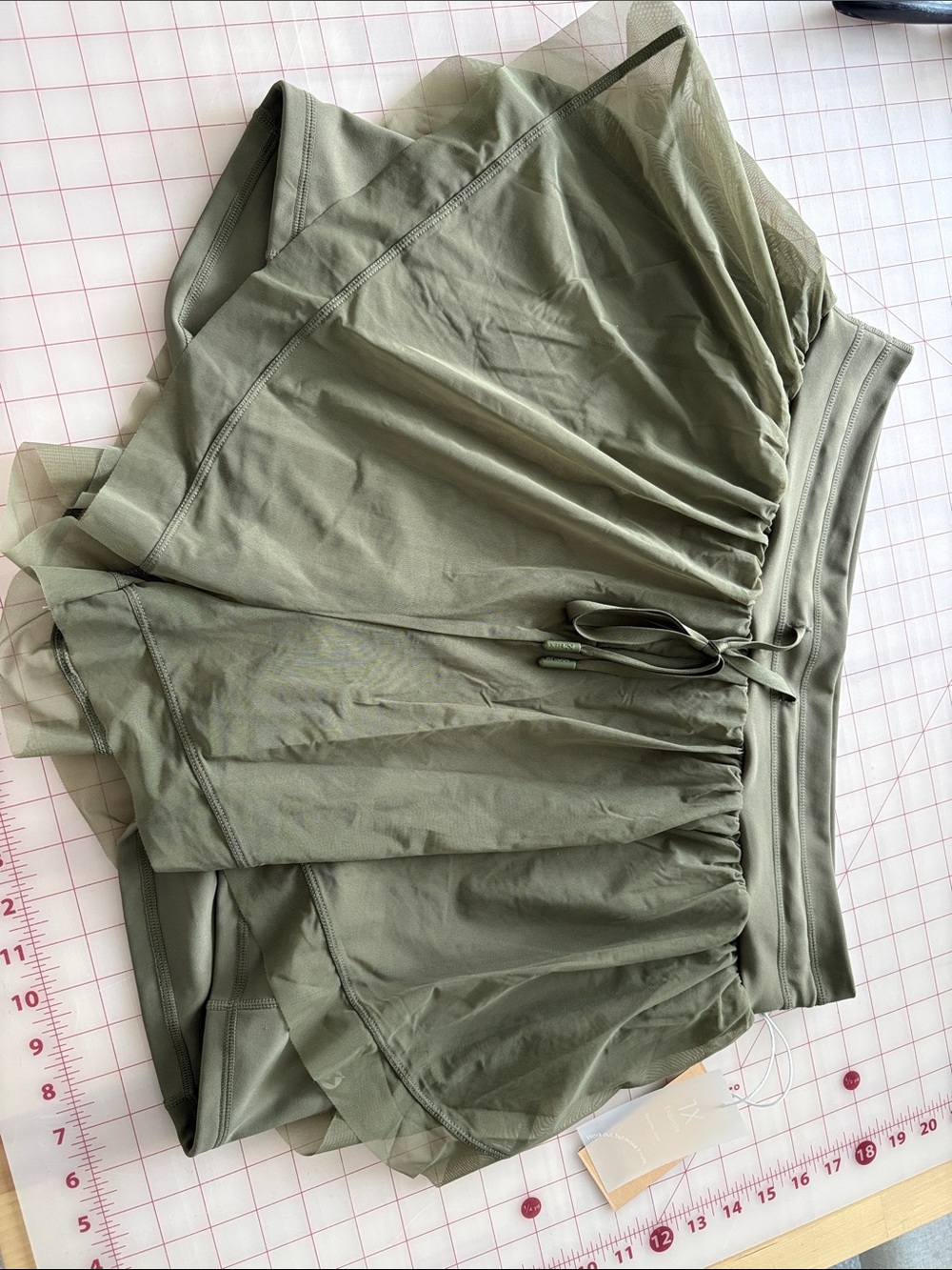 POPFLEX Olive Green Layered Mesh Skirt with Drawstring